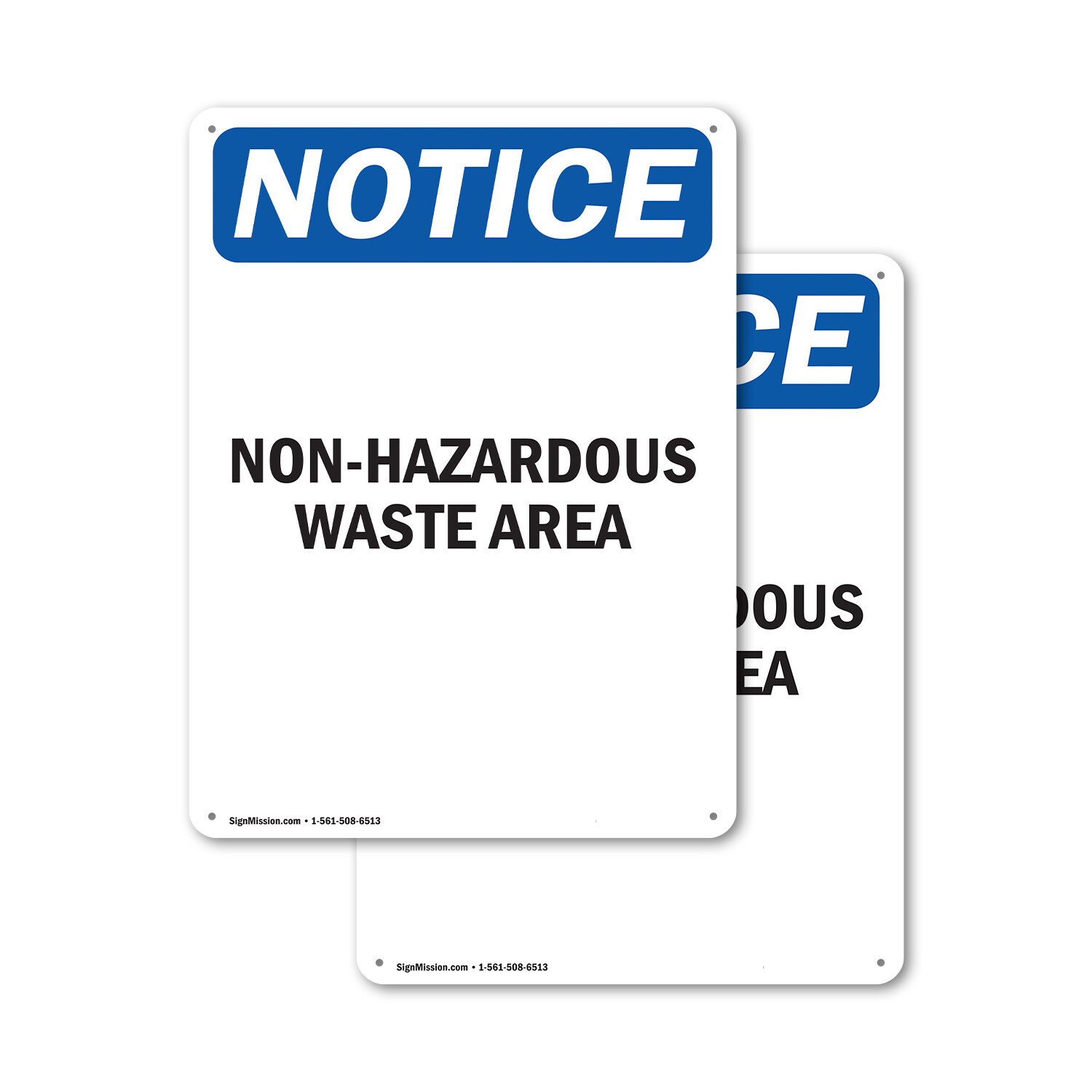 (2 Pack) Non-Hazardous Waste Area OSHA Notice Sign Decal Metal Plastic