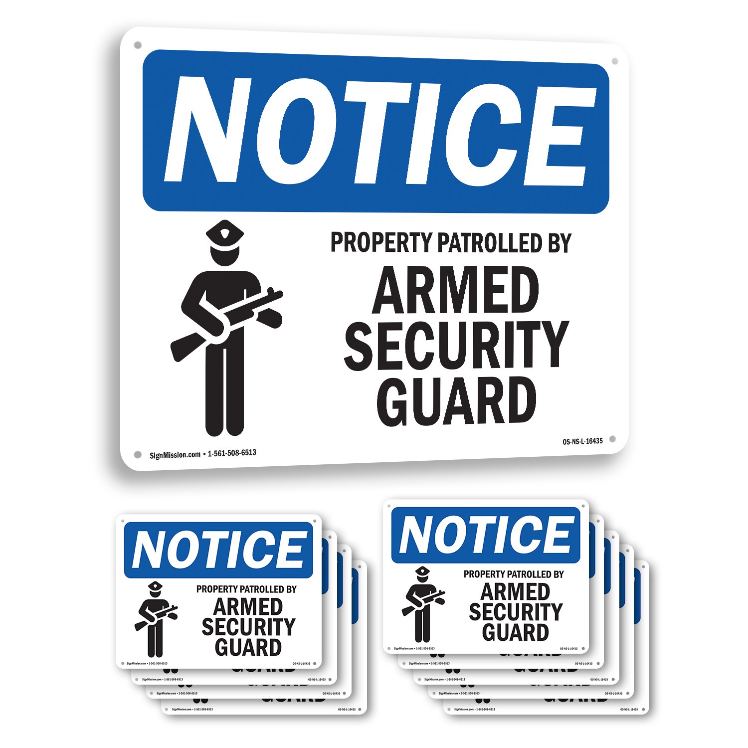 Property Patrolled By Armed Security Guard OSHA Notice Sign, Decal 5 or 10 Pack