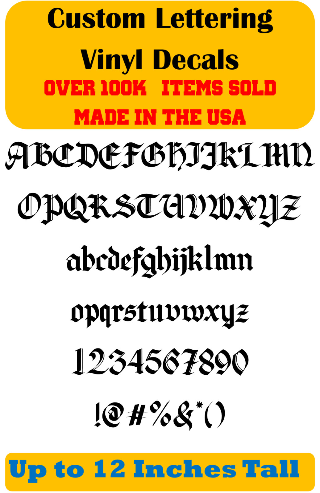 Custom Personalized Decal Vinyl Lettering Text Business Sign Old English Font vA