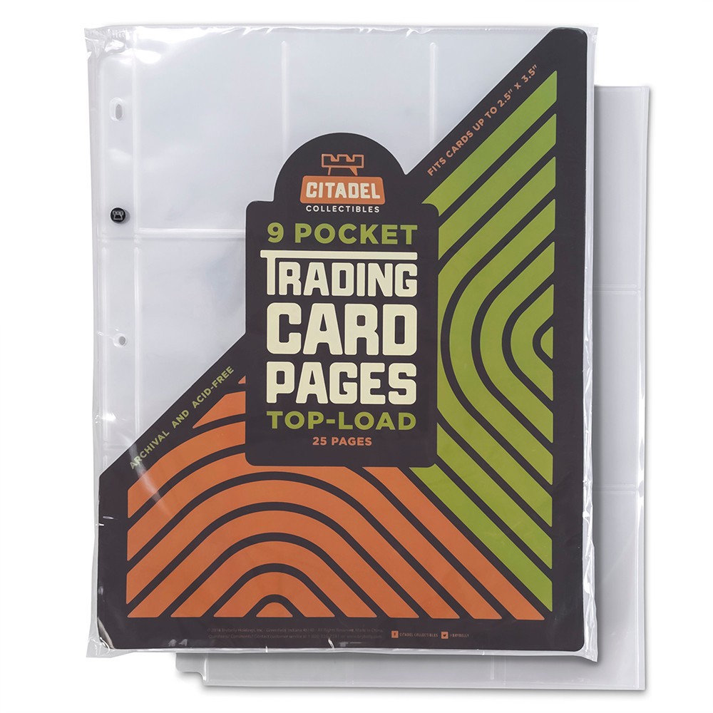 Top Load Acid Free 25 Pack of 9-Pocket Trading Card Pages – Fits Most Cards!