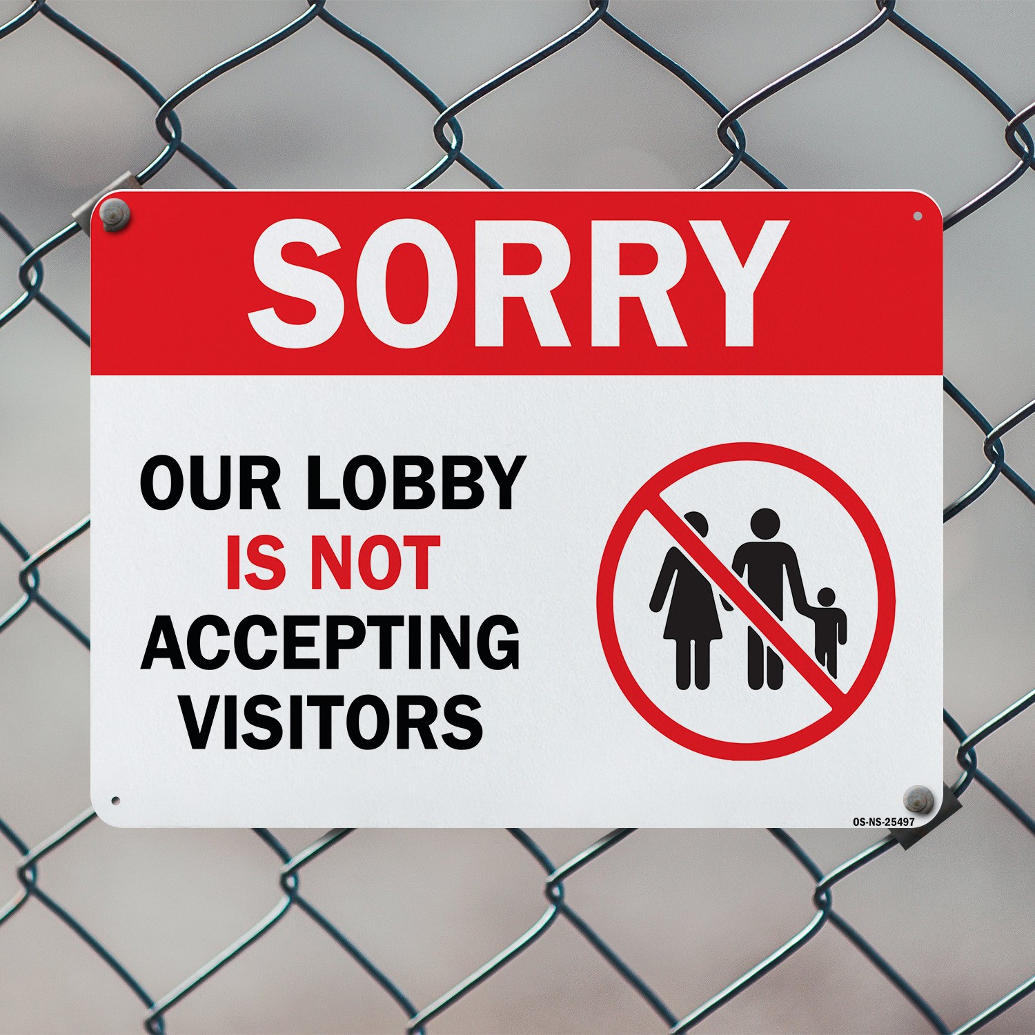 Sorry Our Lobby Is Not Accepting Visitors Public Safety Sign, Decal 5 or 10 Pack