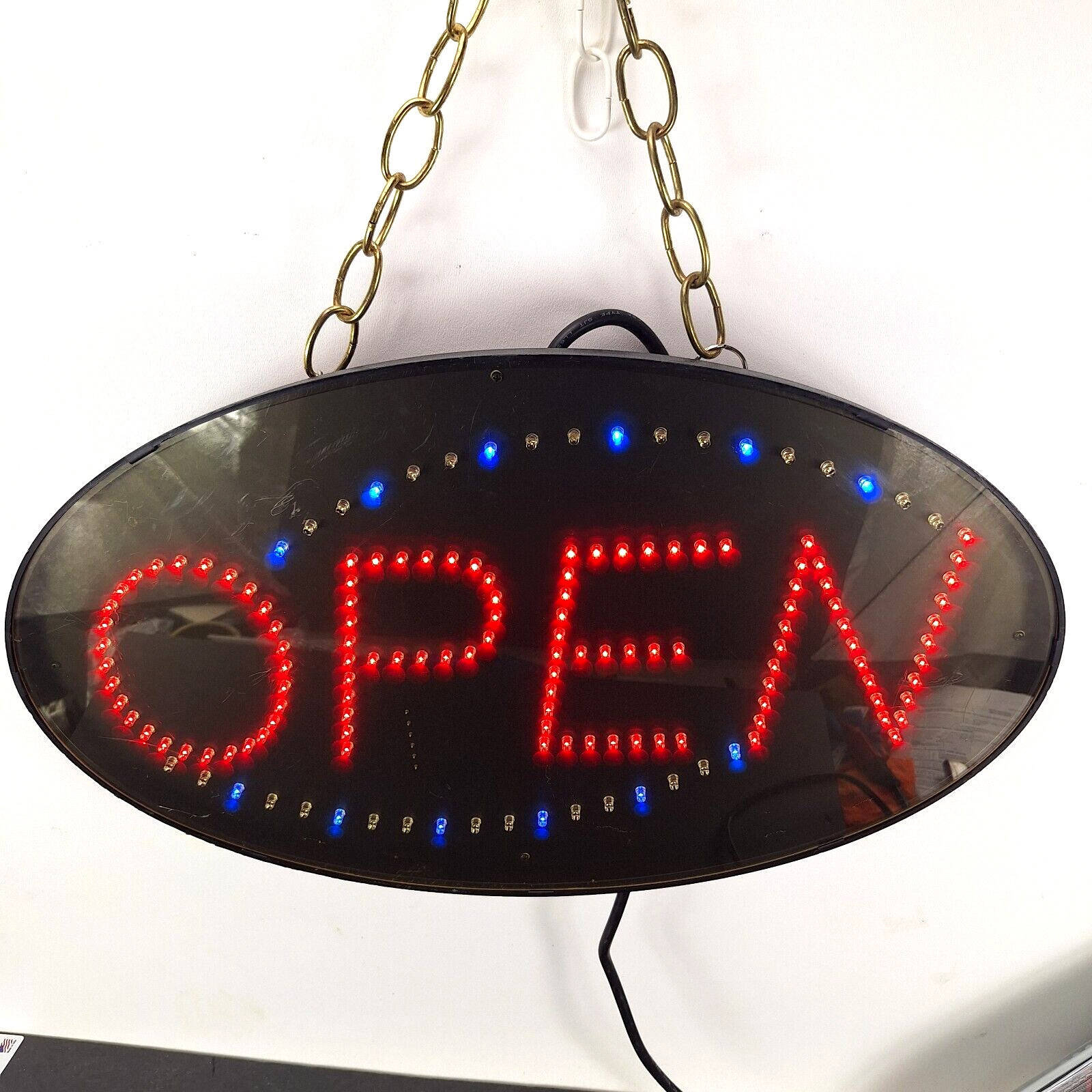 Vintage LED Electric Open Sign 21″ x 13″ Oval Shaped With Pull Chain