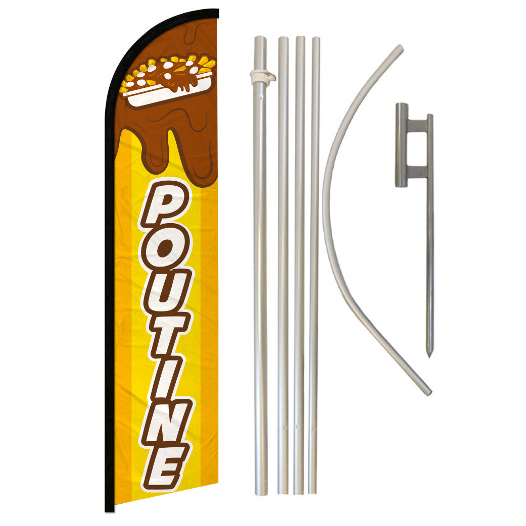 Poutine Windless Banner Swooper Flag Pole Kit Concession Food