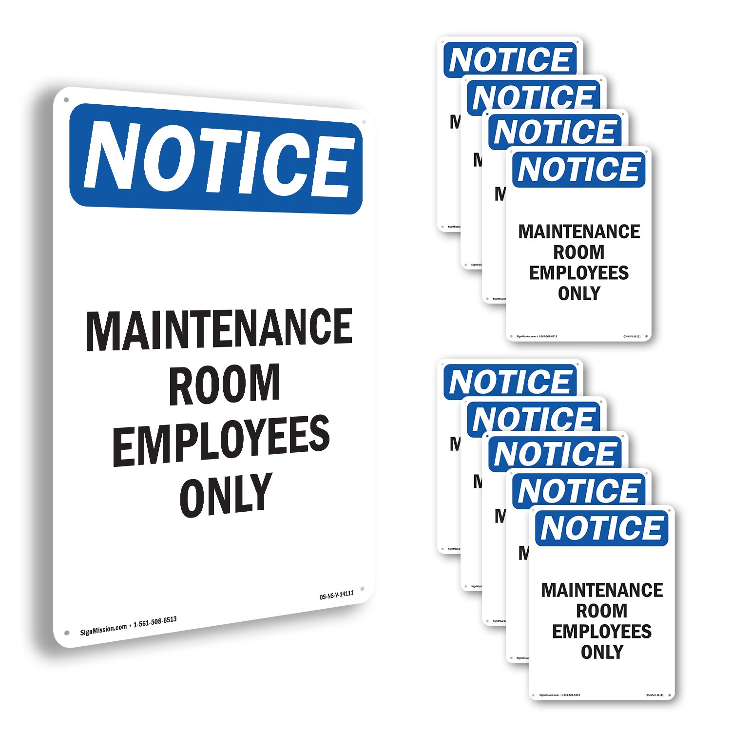 Maintenance Room Employees Only OSHA Notice Sign Metal,, Decal 5 or 10 Pack