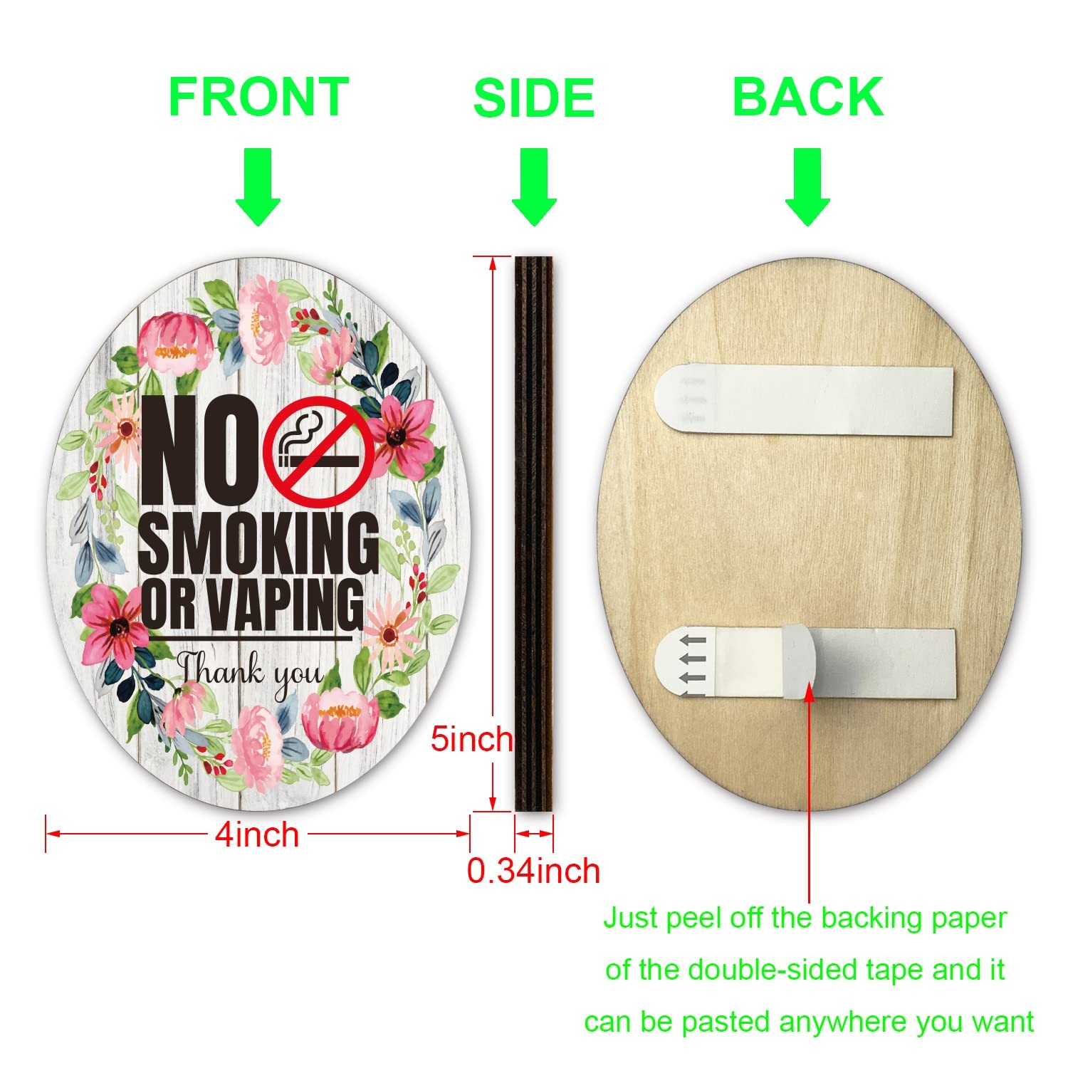 PMB016 Multicolor No Smoking Sign – Front Door Thank You Sign for Indoor/Outd…