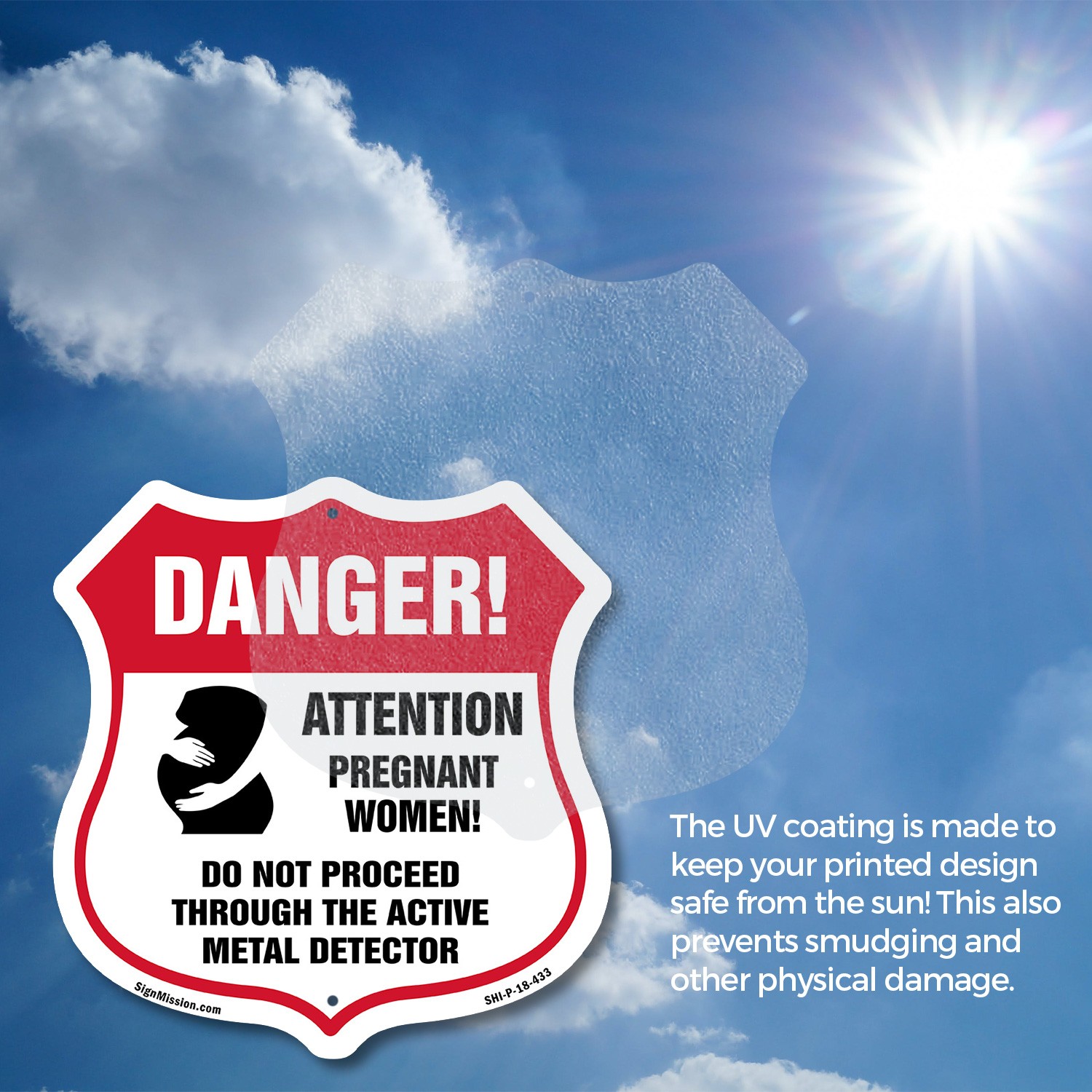 Pregnant Women Shield Sign Danger! Attention Pregnant Women. Shield Shaped Sign