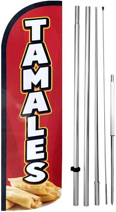 TAMALES Windless Swooper Feather Flag 15 Ft Tall Kit Banner Sign rq-h