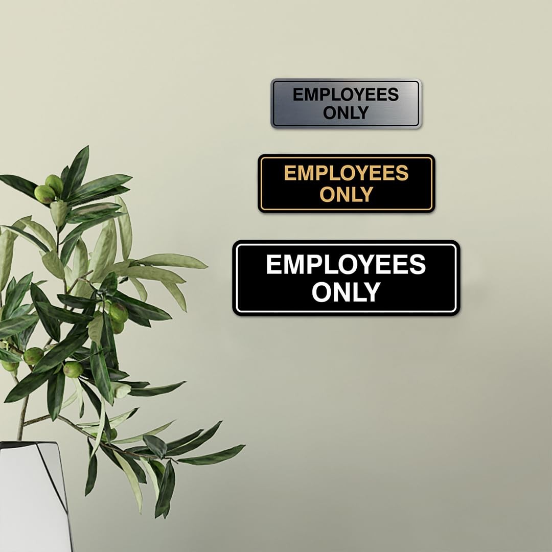 All Quality Standard Employees Only Sign – Silver – Large 2 Pack