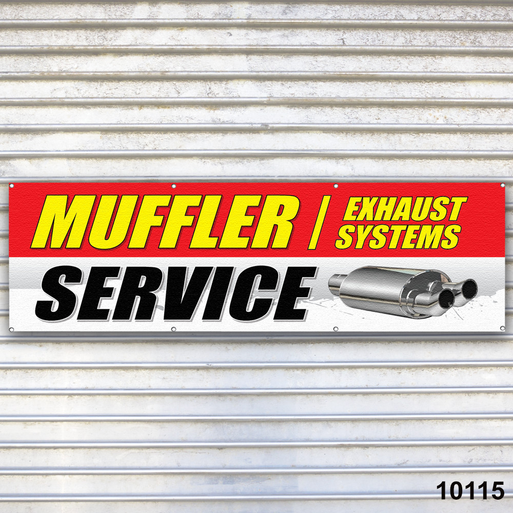 Muffler Service Banner Sign Auto Repair Tire Dealer Service Bay Garage