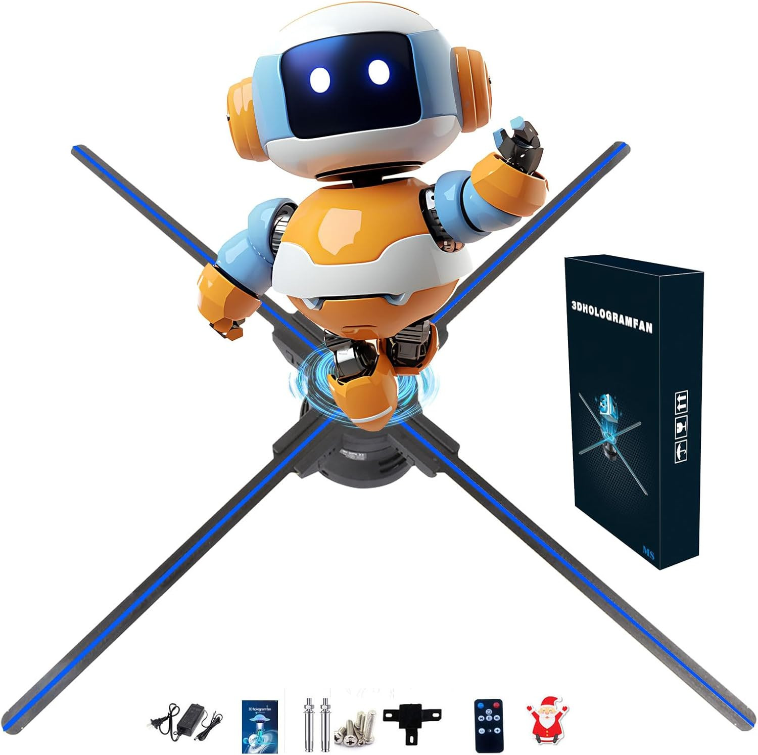 3D Fan, 22″ Holographic Video Advertising Projector Screwless Led Lights 2000*1