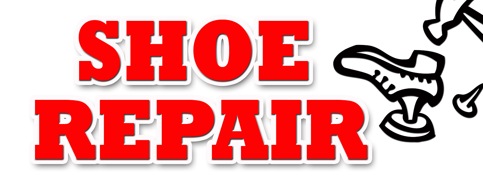 SHOE REPAIR DECAL sticker heels soles work luggage repair while wait