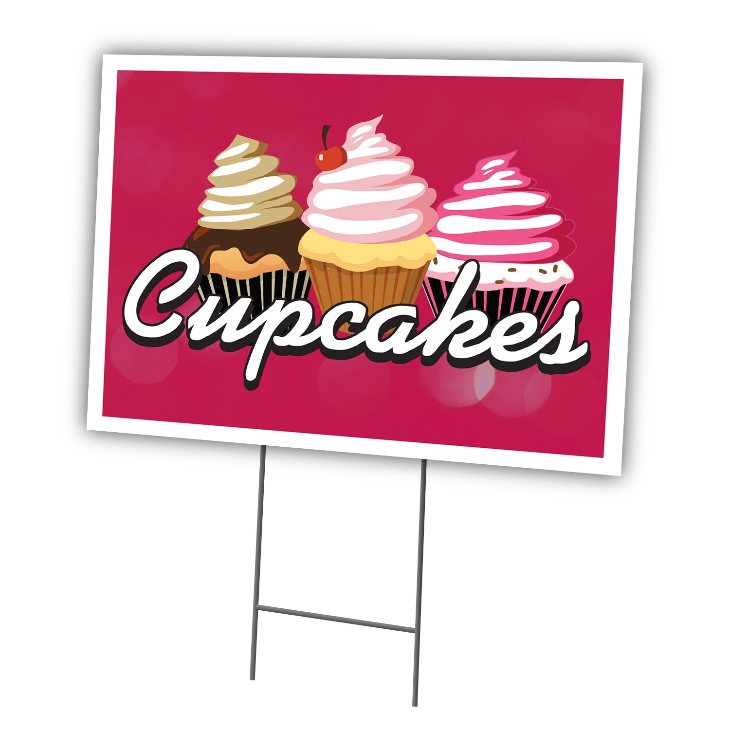Cupcakes Yard Sign & Stake Outdoor Plastic Coroplast Cake Shops Gourmet Bakery