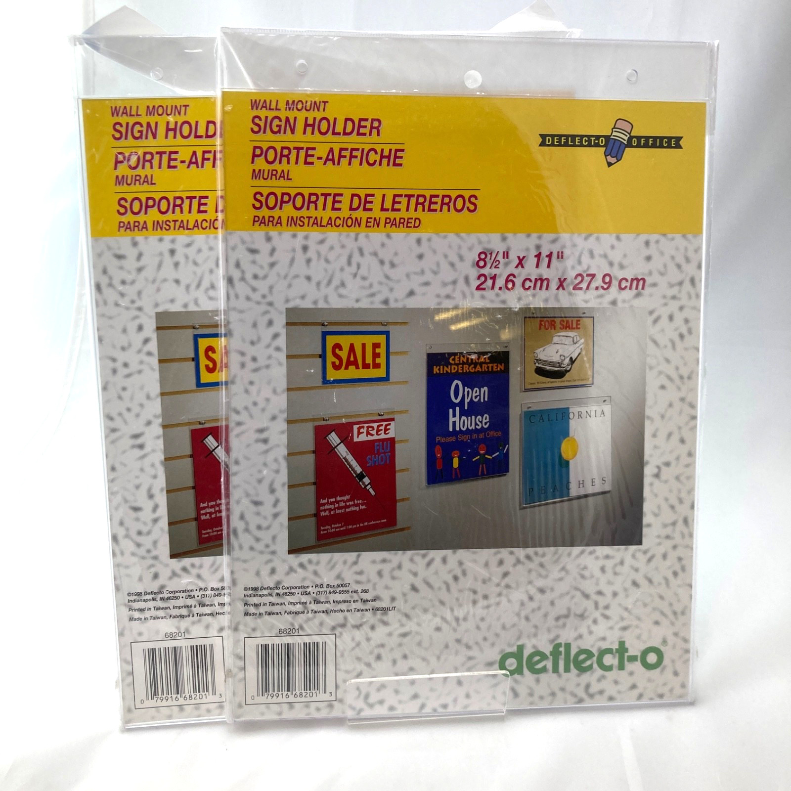 Deflect-o Office Wall Mount Sign Holder 8.5 X 11 Inches NOS Lot Of 2