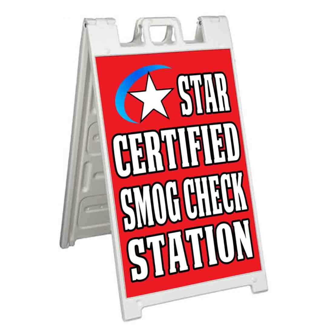 STAR CERTIFIED SMOG CHECK Signicade 24×36 Aframe Sidewalk Sign Banner Decal