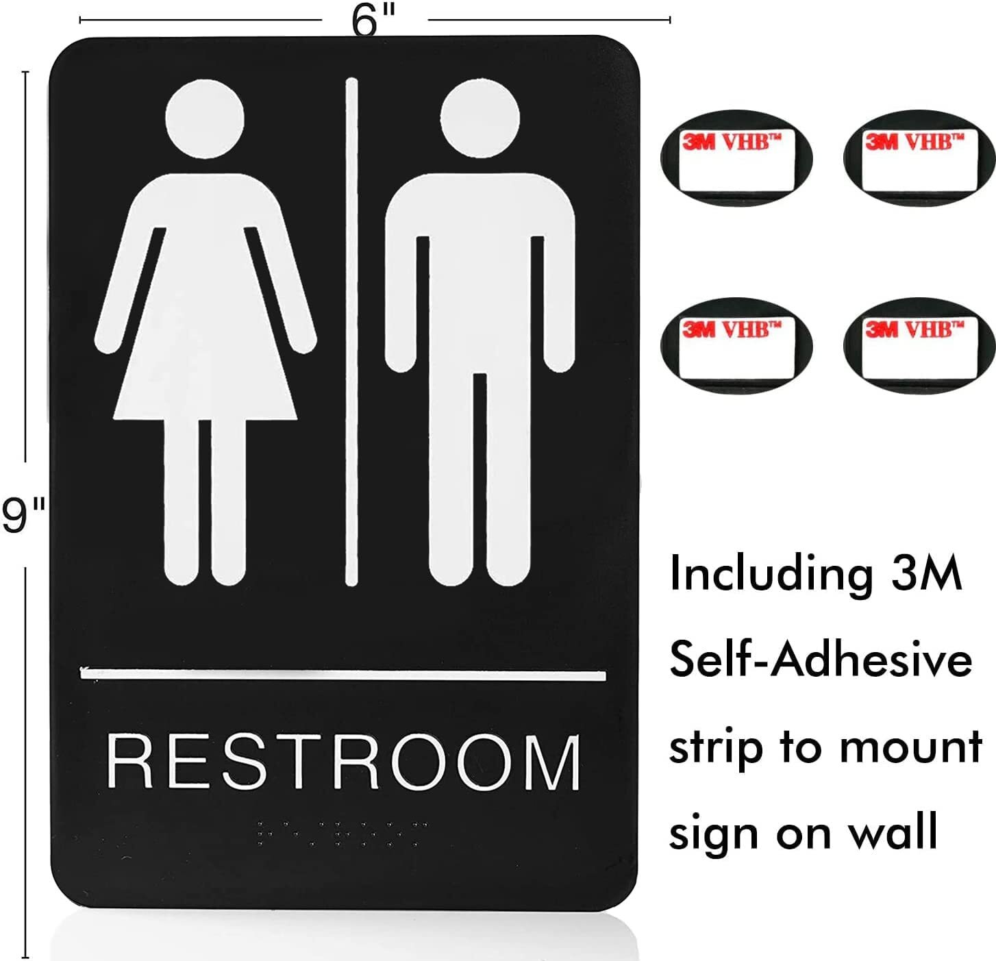 Restroom Signs, Bathroom Sign for Business – for Unisex Men and Women – 9″ by 6″