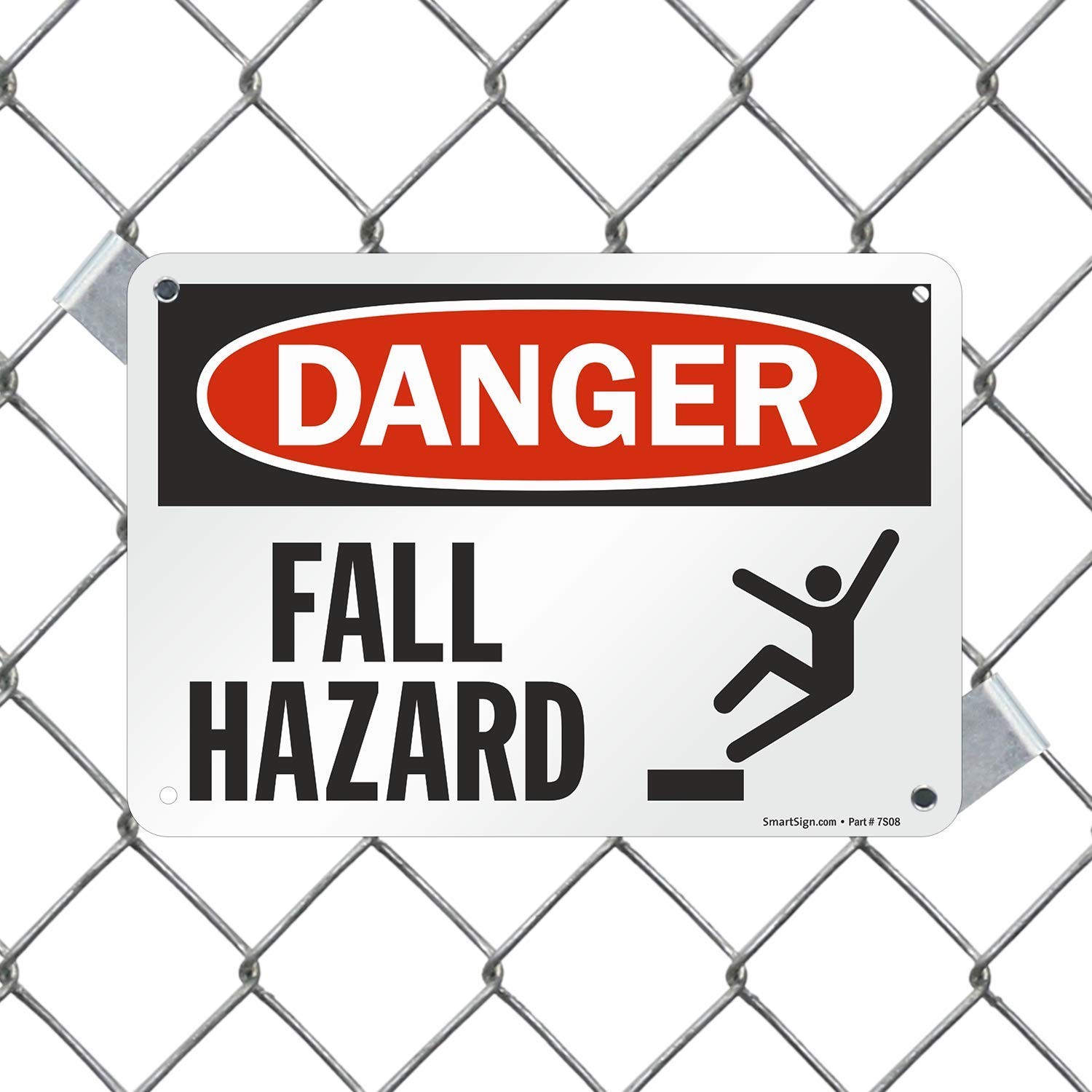 1 PC U92104NP_7x10 Danger Fall Hazard Sign 7×10″ Plastic Black Red White