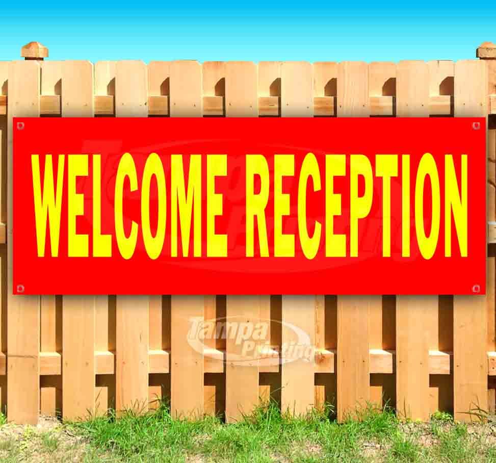 WELCOME RECEPTION RED/YEL Advertising Vinyl Banner Flag Sign Many Sizes DIRECTS