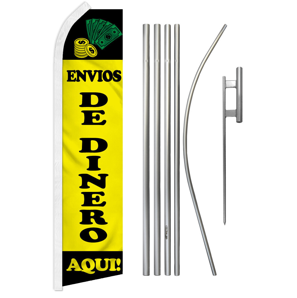Envios de Dinero Advertising Swooper Feather Flutter Flag & Pole Kit Money Order