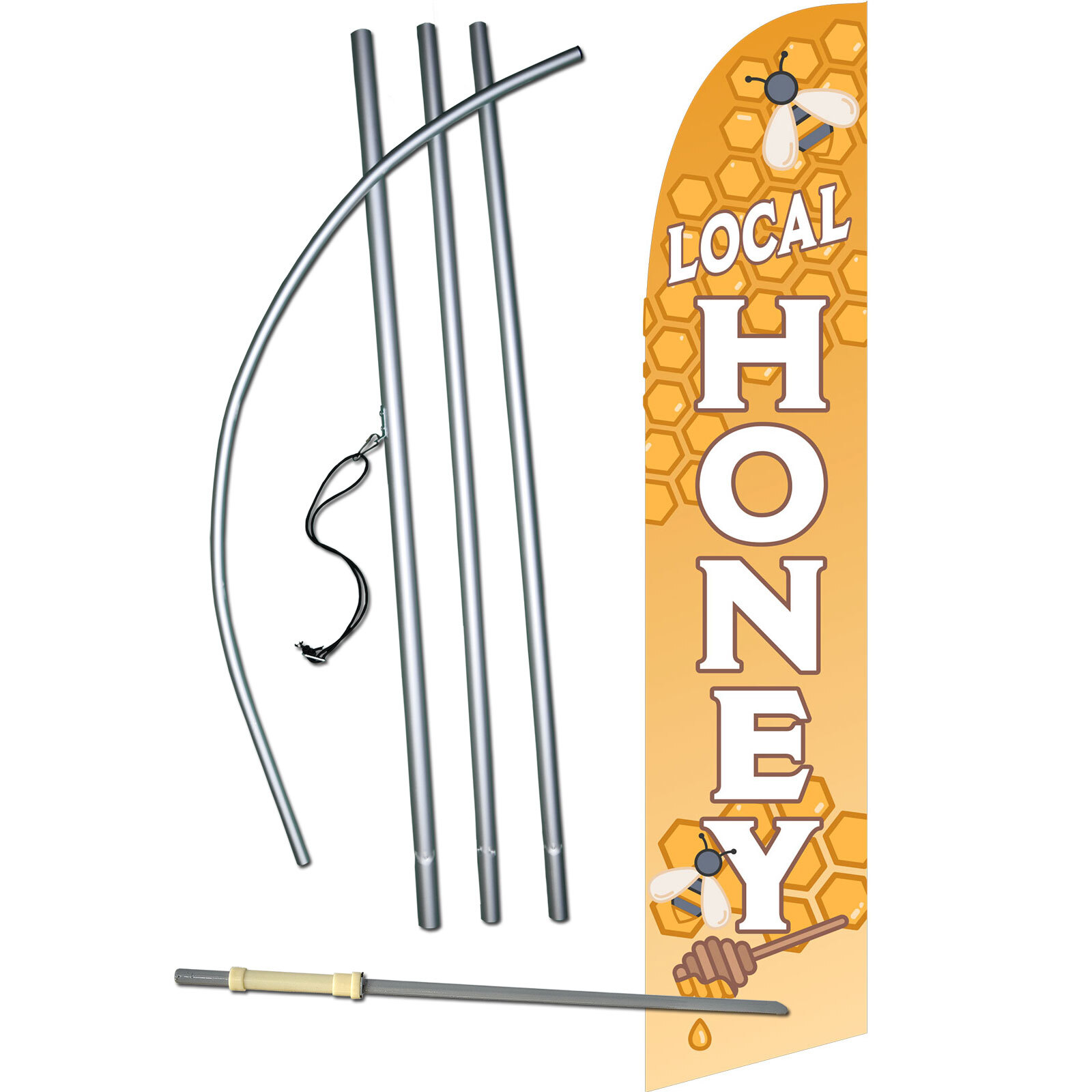 Local Honey Flag with Flag Pole and Spike