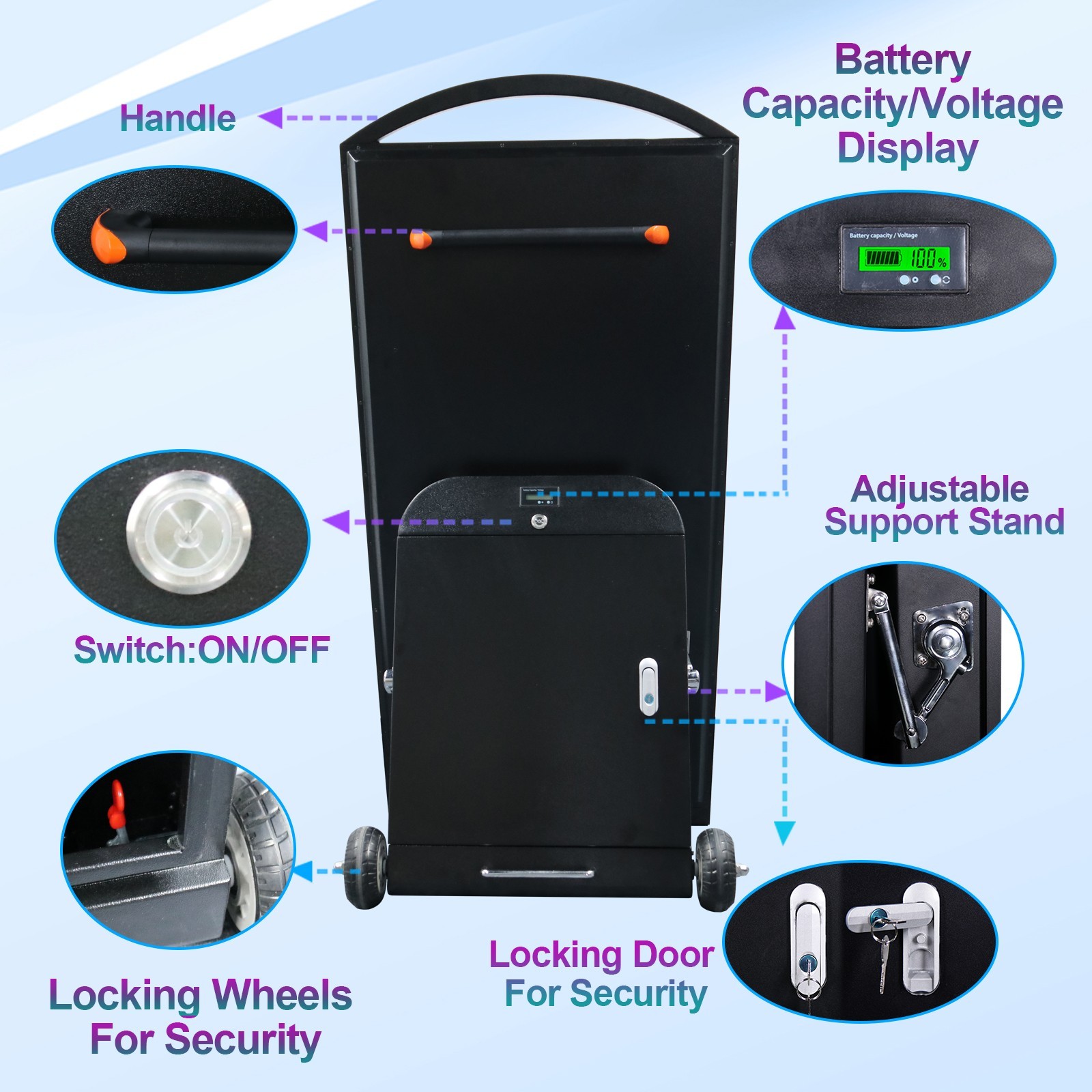 32″ 2000Nits Rechargeable Digital Signage IP65 Waterproof Portable LCD Kiosk