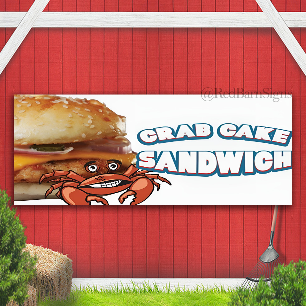 Crab Cake Sandwich Banner Concession Stand Food Truck Single Sided