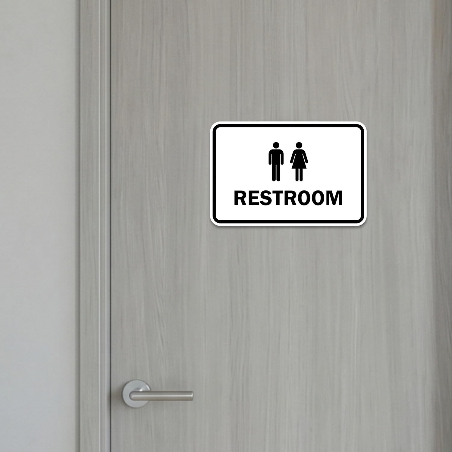 1 PCS Medium Brushed Silver Classic Framed Unisex Restroom Sign Wall Mount
