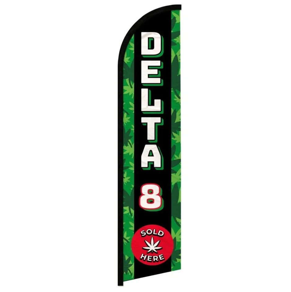 Delta 8 Sold Here Windless Full Sleeve Advertising MJ Dispensary Banner Flag