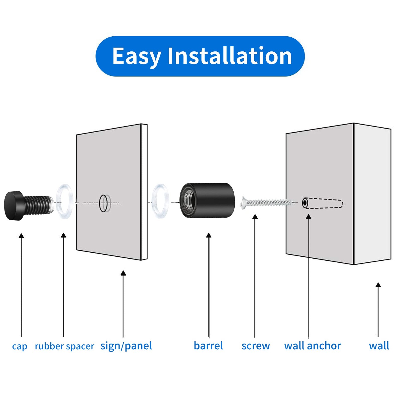MTRSOCHO 8 Pack Standoff Screws 3/4 x 1 Inch Black Sign One Size,
