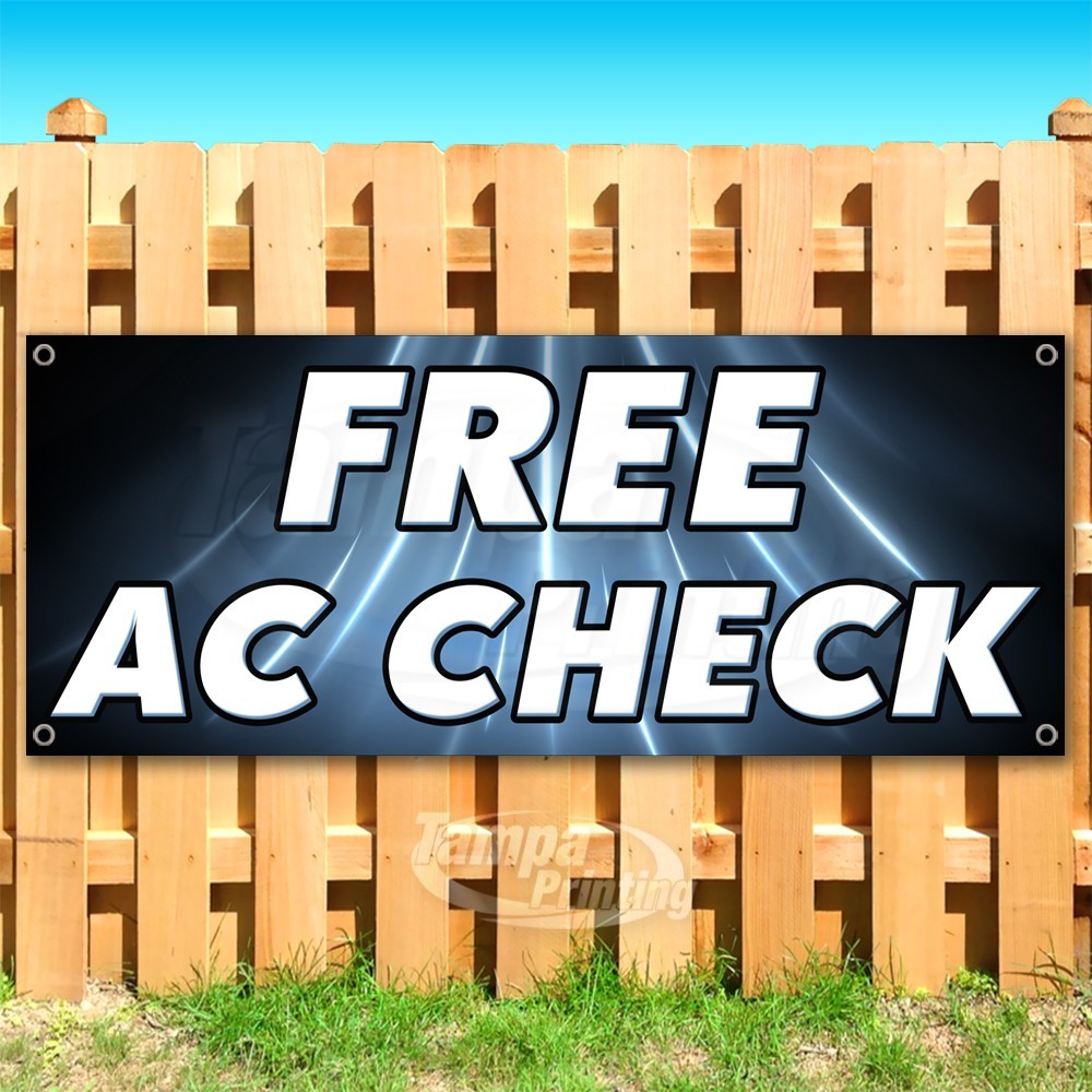 FREE AC CHECK Advertising Car Vehicle Vinyl Banner Flag Sign USA SB10626