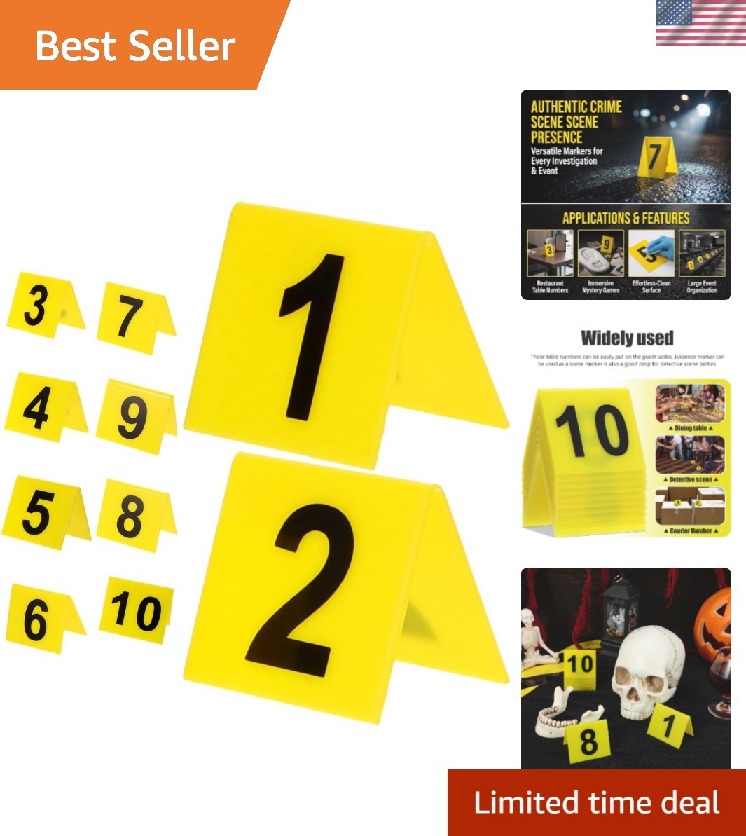 10 Pcs Acrylic Evidence Markers Crime Scene Props, 2.48 Inch Yellow Double Si…
