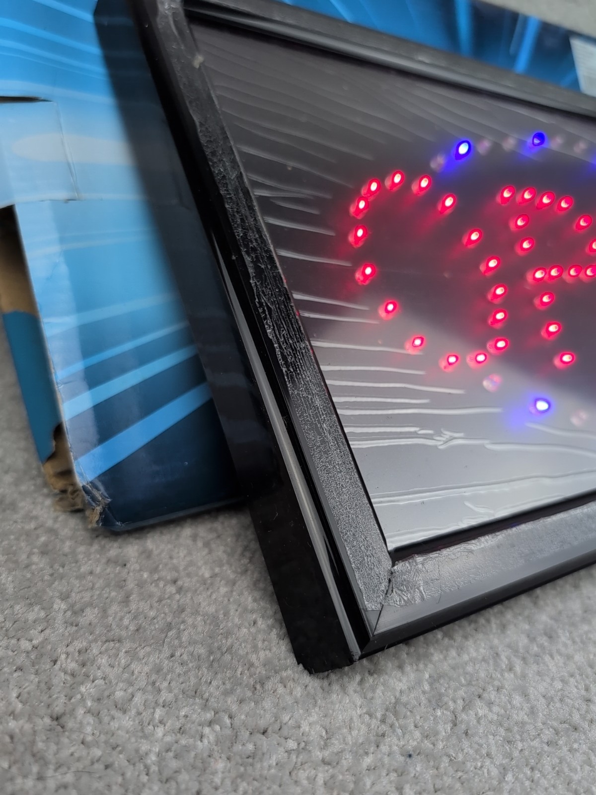 OPEN LED Bright Animated Neon Light Open Sign Running Blue Red