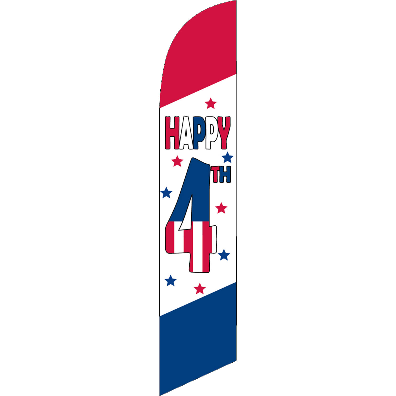 Happy 4th 2 1/2 ft X 11 1/2 ft Windless Swooper Flag (Hardware Not Included)