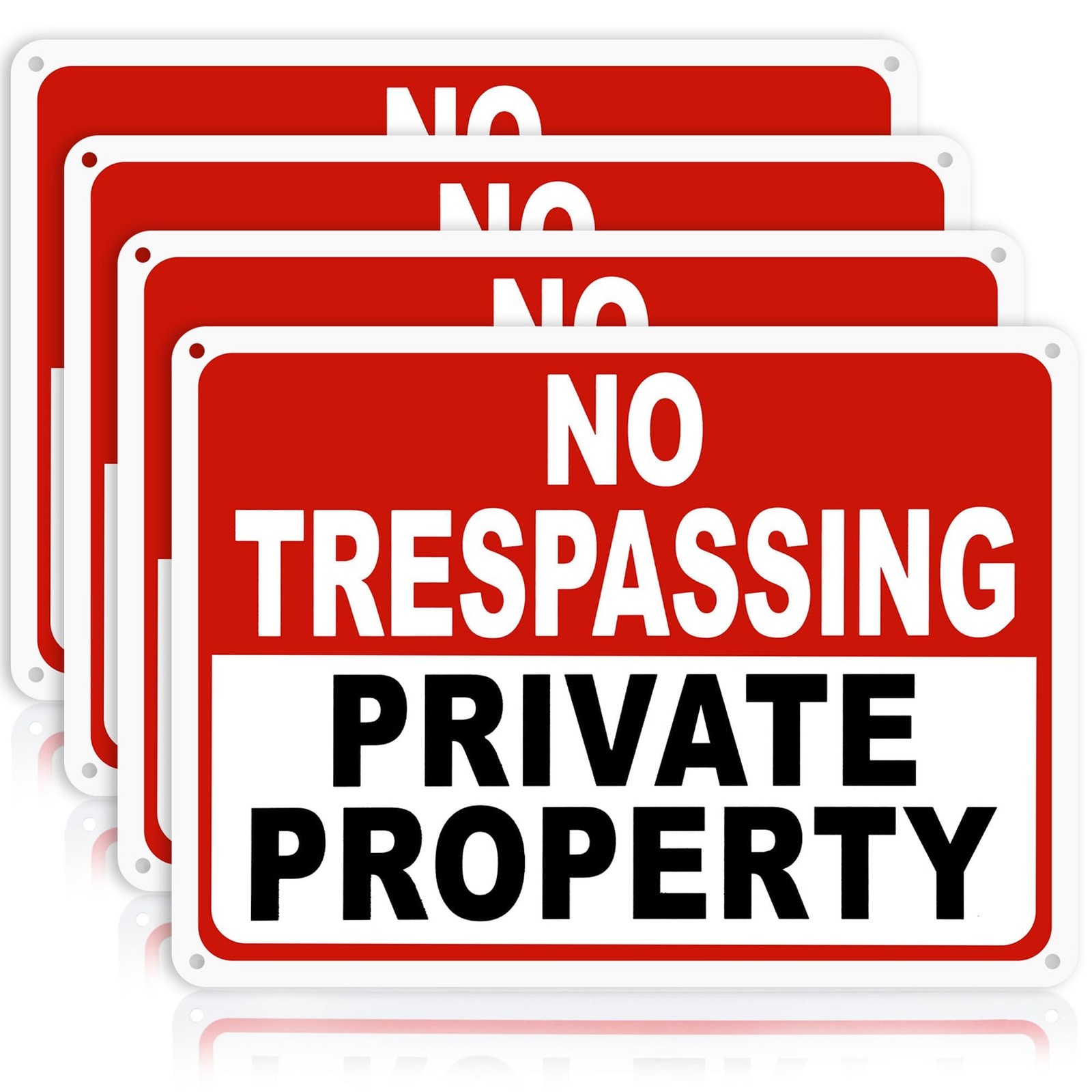 4 Pack Large No Trespassing Signs Private Property – 14×10 Inch 40 Mil Heavy …
