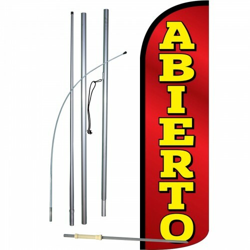 ABIERTO OPEN Banner Sign Flag Display Kit Flutter Feather 3′ SWOOPER