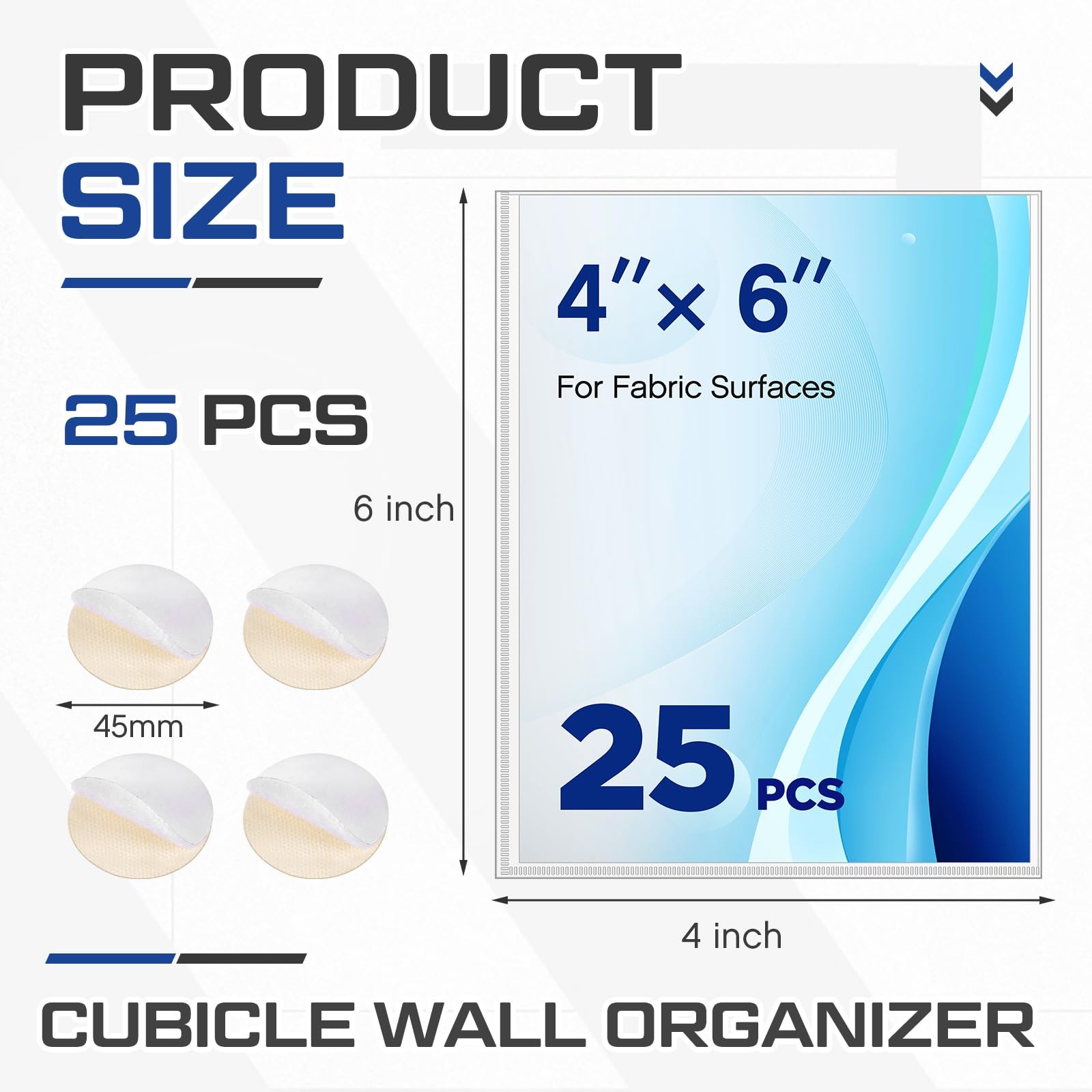 Thyle 25 Pcs Cubicle Fabric Wall Organizer, 4 x 6 Inches, 4 X 6”, clear