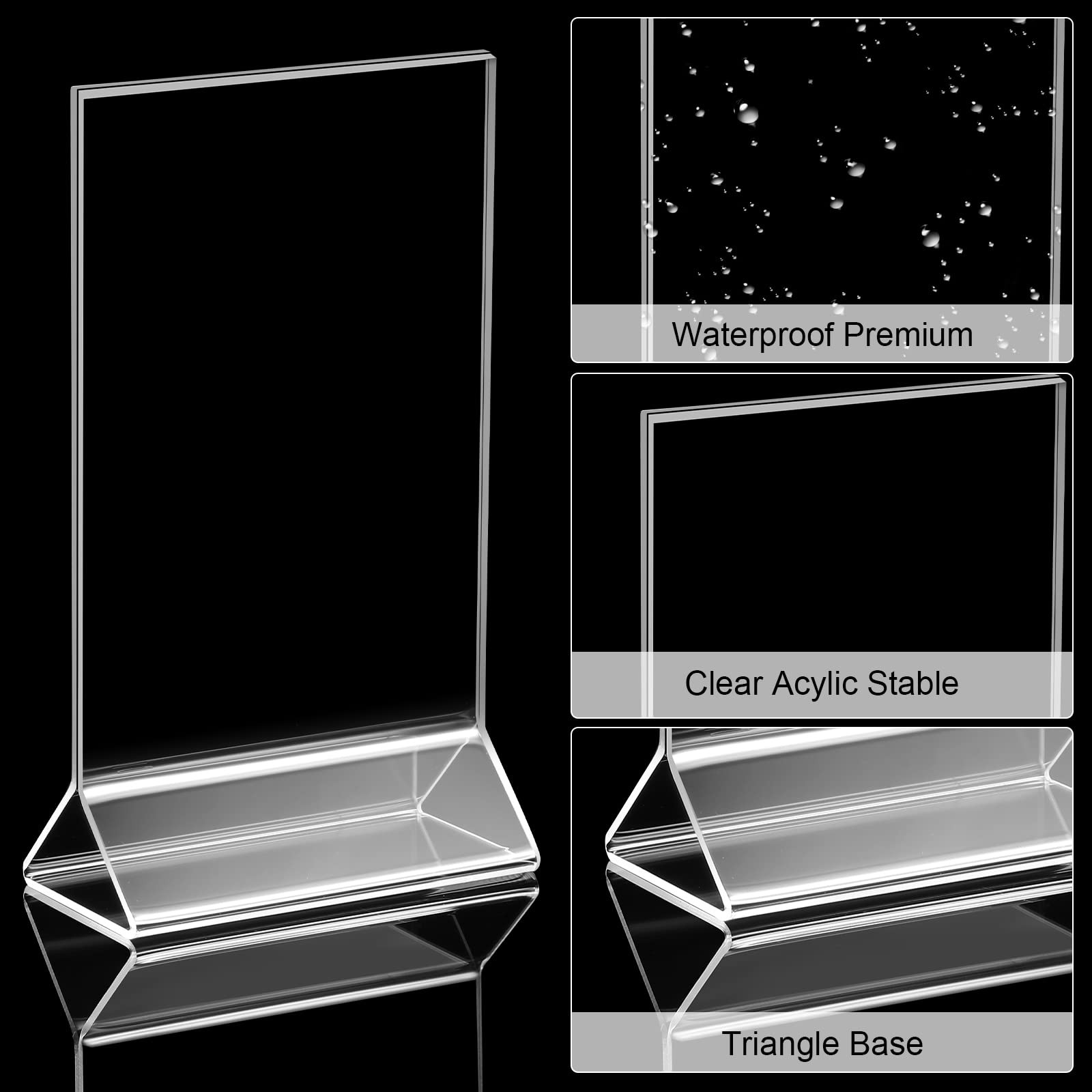 24 Pack Acrylic Sign Holder, Plastic Clear Table Display 4 x 6 Inches, clear