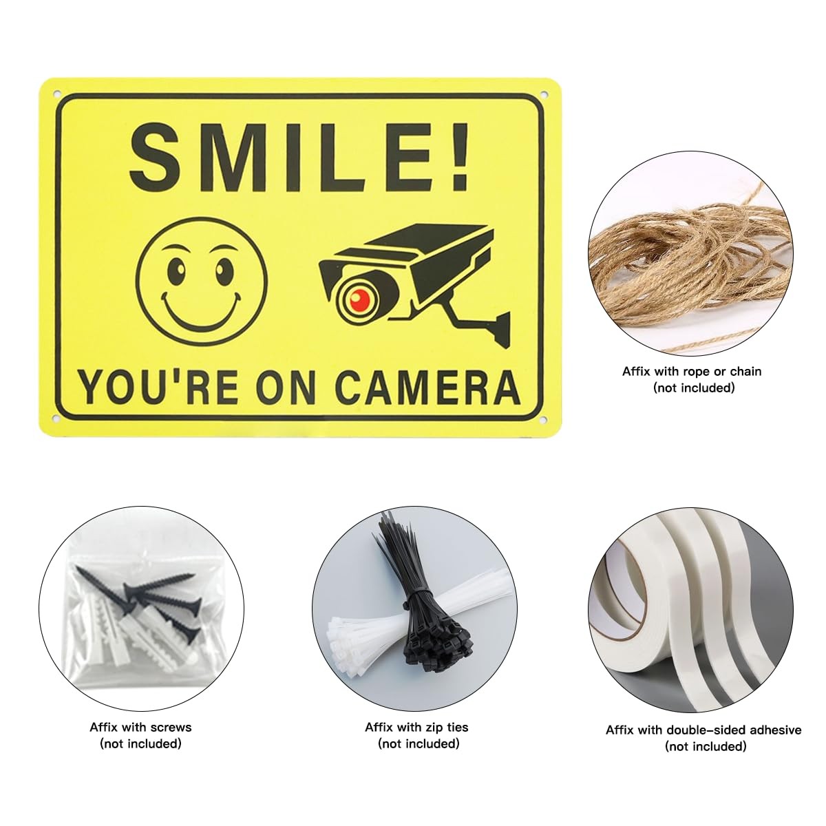 Smile You are on Camera Sign, 2-Pack 10 * 7 Inches Aluminum Video Surveillanc…