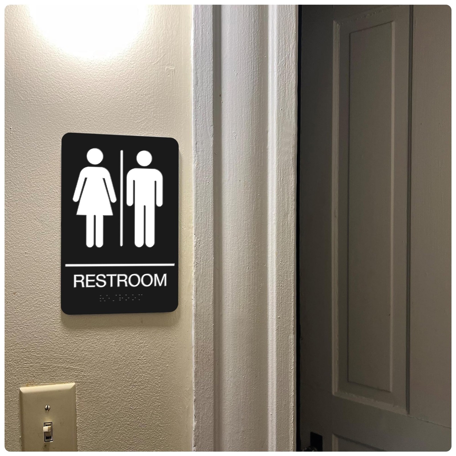 Restroom Signs for Business – ADA Braille Unisex Bathroom Sign with Double Si…
