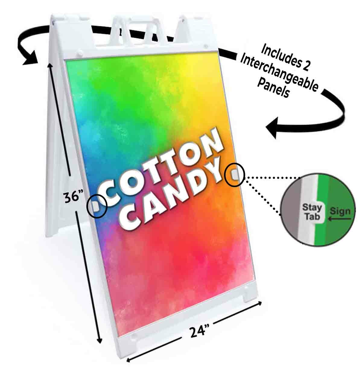 COTTON CANDY Signicade 24×36 AFrame Plastic Sidewalk Sign CARNIVAL FAIR FOOD
