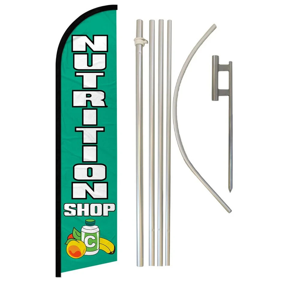 Nutrition Shop Windless Advertising Banner Flag & Pole Kit