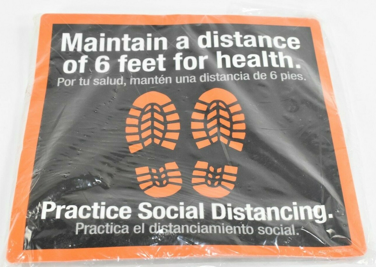 SOCIAL DISTANCE 10PK Floor Signs SQUARE Stickers 12″ X 12″
