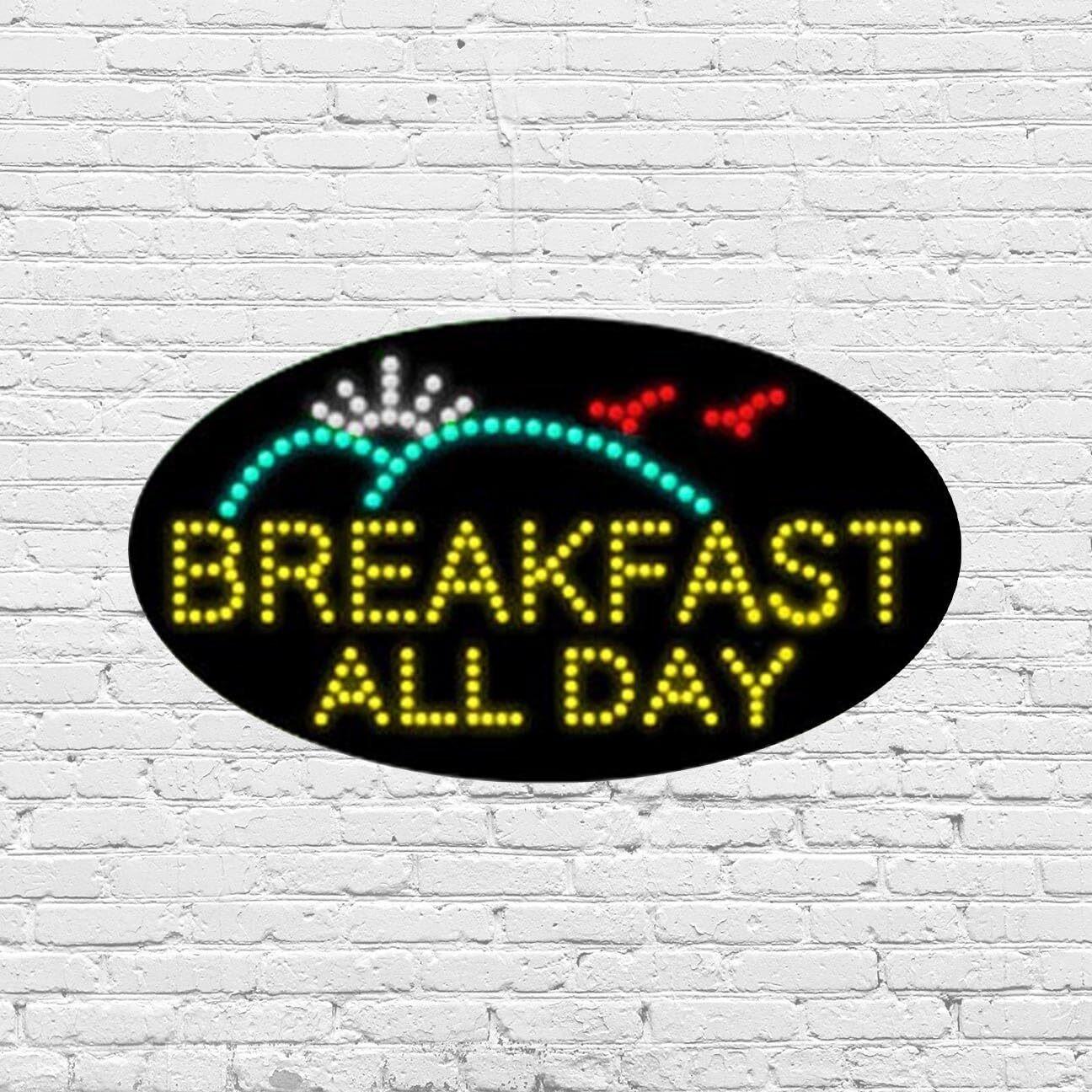LED Breakfast All Day Sign for Retail Displays |Light Up Sign |15″H x 27″W x 2″D