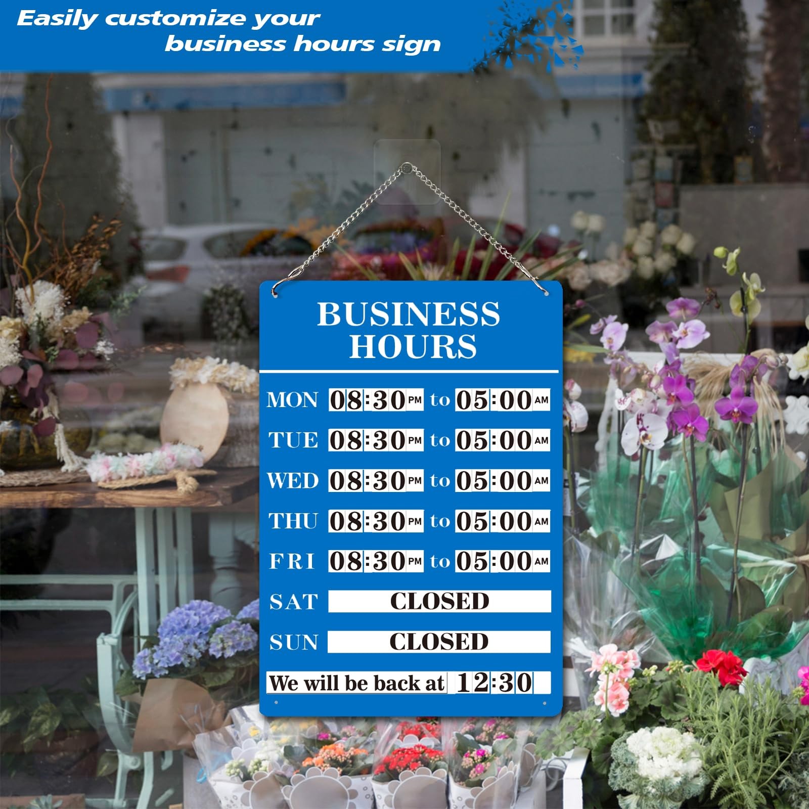 Magnetic Changeable Business Hours Sign, Metal Hours of Operation Signs for B…
