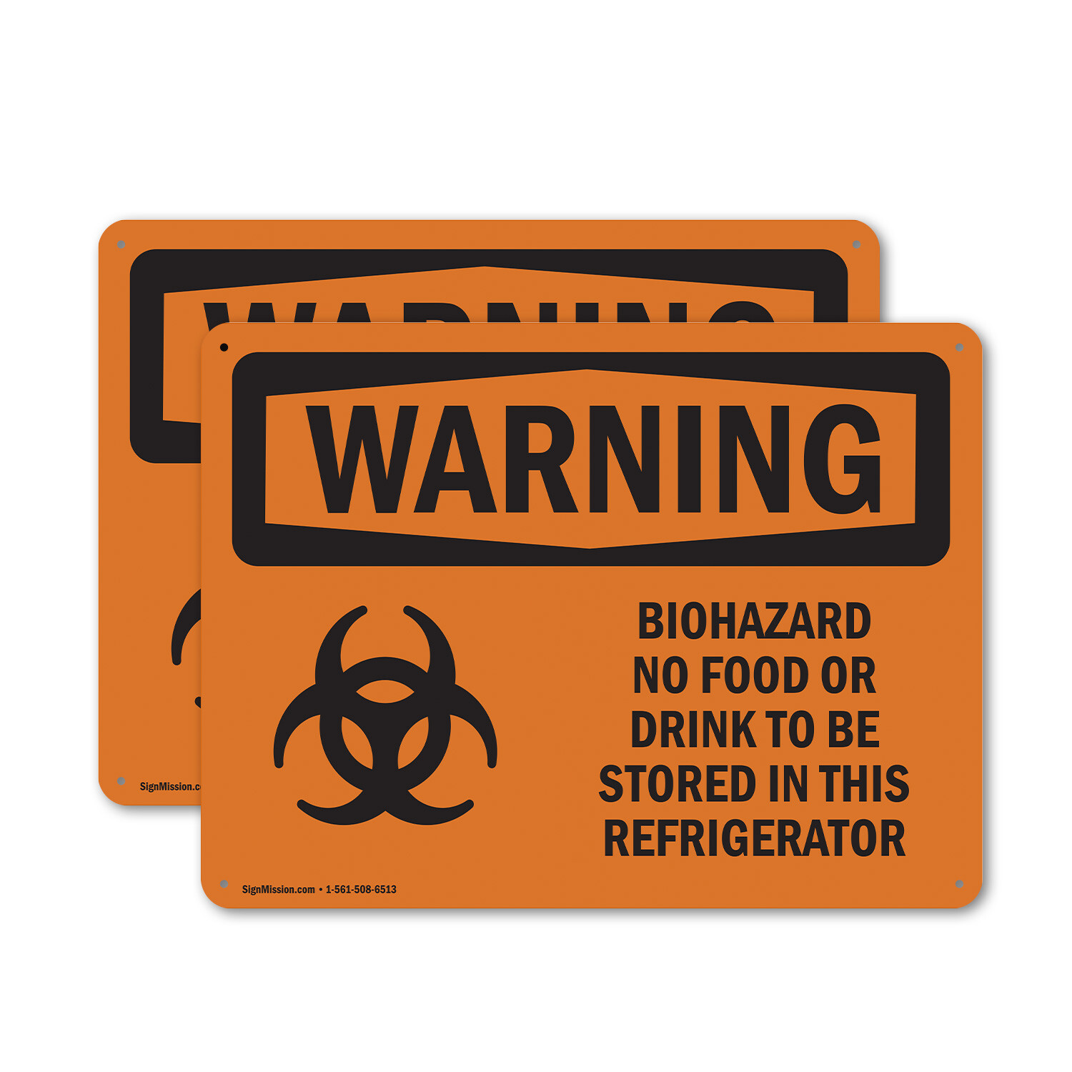 (2 Pack) Biohazard No Food Or Drink OSHA Warning Sign Decal Metal Plastic