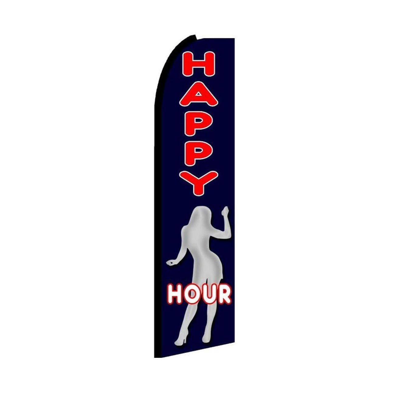Happy Hour Swooper Flutter Feather Flag | 3ft W x 11.5ft Tall
