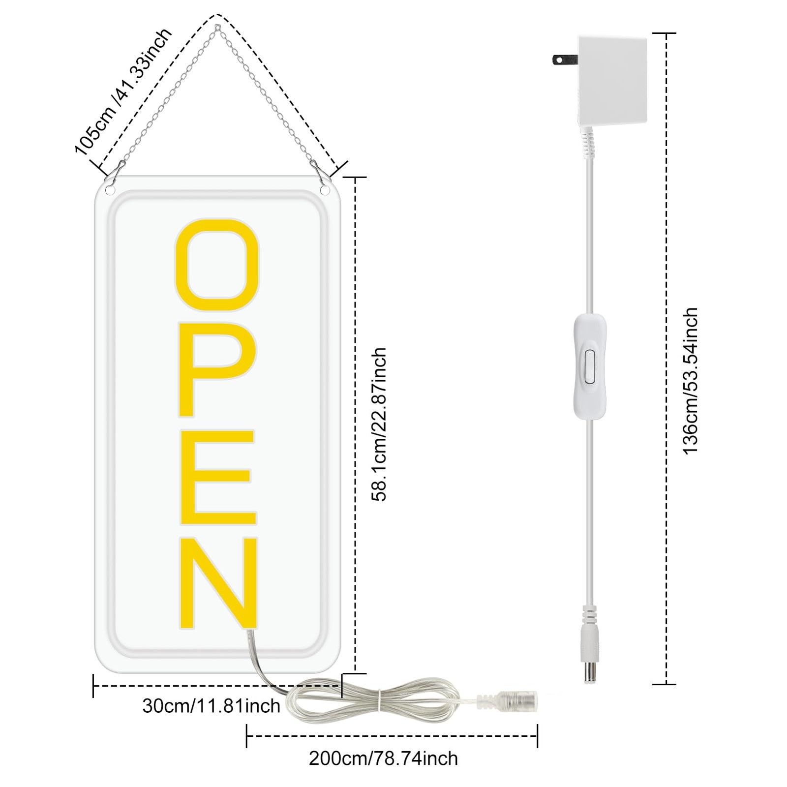 22.8″x11.8″ Large LED Open Sign for Business Bar Retail Shop Light Ultra Bright