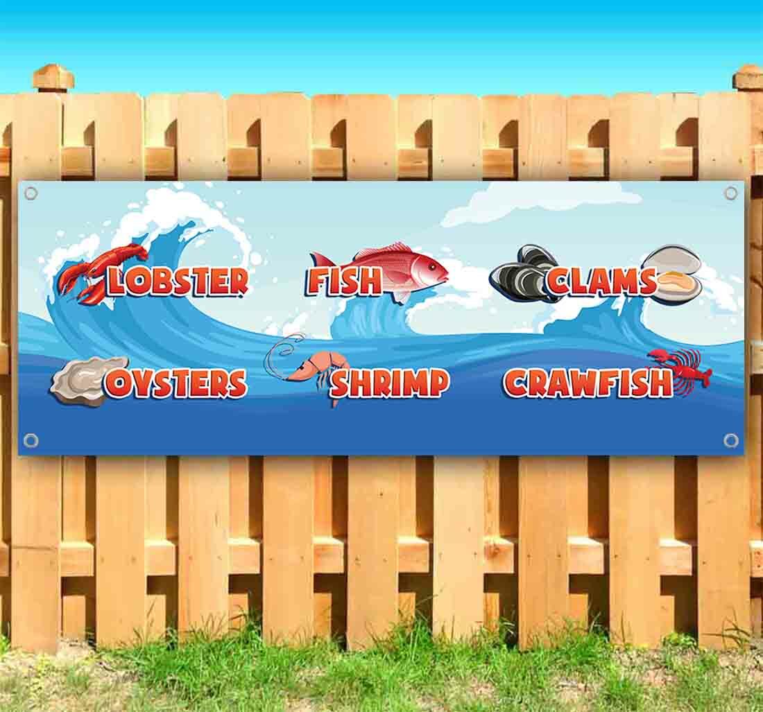 SEAFOOD MENU OPTIONS Advertising Vinyl Banner Flag Sign Many Sizes FOOD FISH