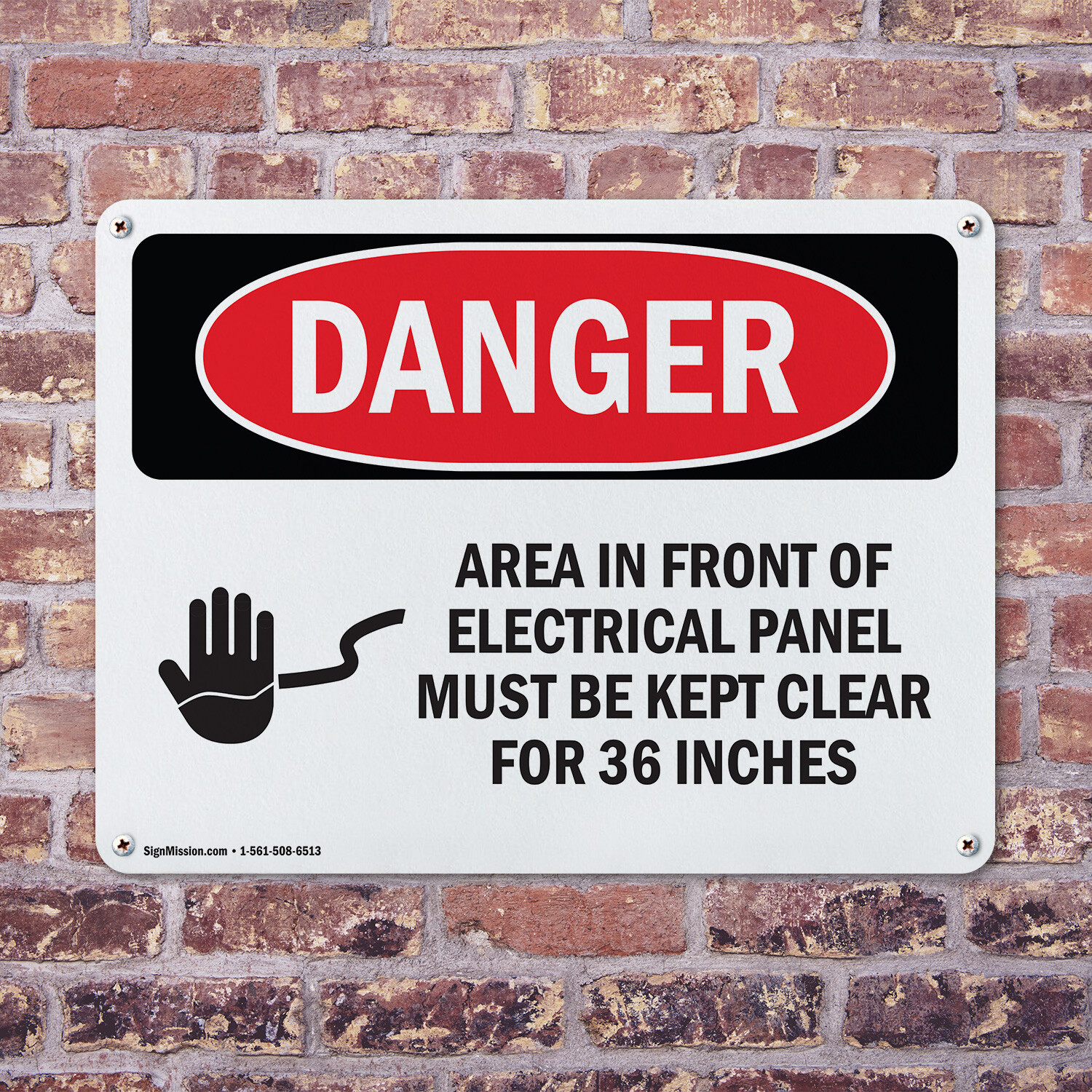 (2 Pack) Electrical Panel Keep Clear OSHA Danger Sign Decal Metal Plastic
