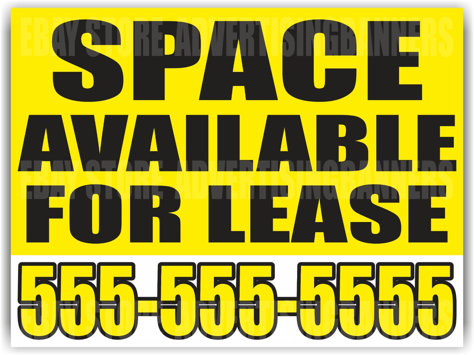 SPACE AVAILABLE FOR LEASE Yard Sign with H-Stakes Rent Office Room Custom Phone