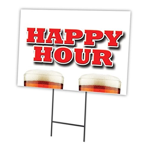 Happy Hour 12″x16″ Yard Sign & Stake | Advertise Your Business | Stake Includ…